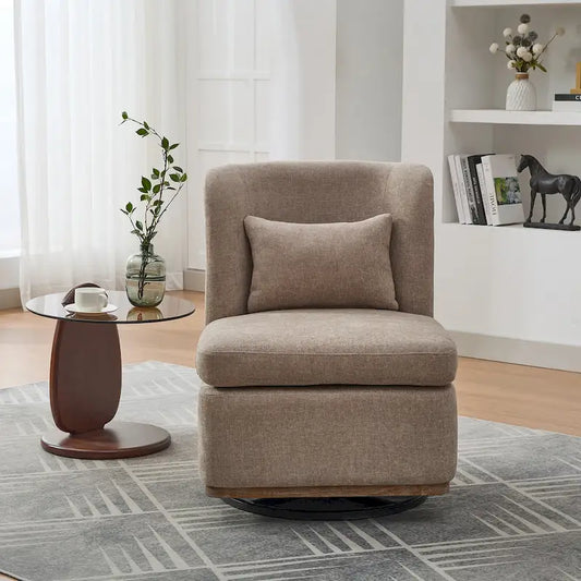 Chenille Swivel Accent Chair with Metal Base