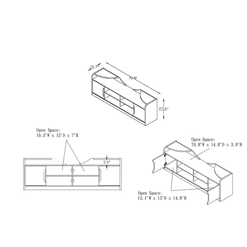 Brown Two-Tone Rustic TV Stand with Storage - Fits 80 TV