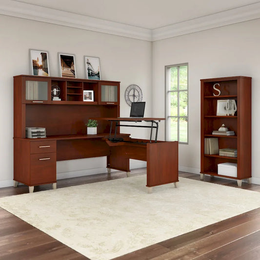 Office Desk with Storage Drawers - 72W Transitional Style
