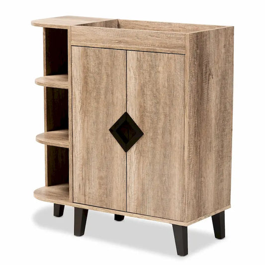 Brown Rustic Shoe Storage Cabinet with 2 Doors
