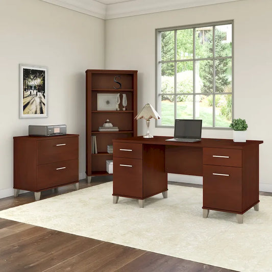 Office Desk with Drawers - 60W Transitional Style