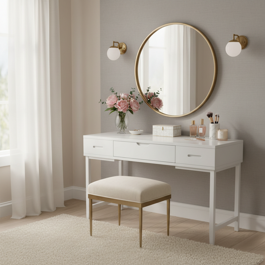 White Contemporary Dresser with 6 Drawers