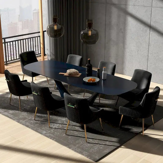 Gray Velvet Tufted Dining Chairs - Set of 8