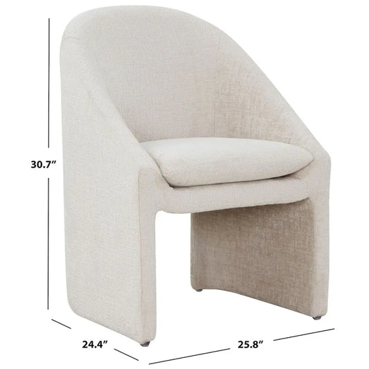 Cream Chenille Upholstered Dining Chair - Single Seat