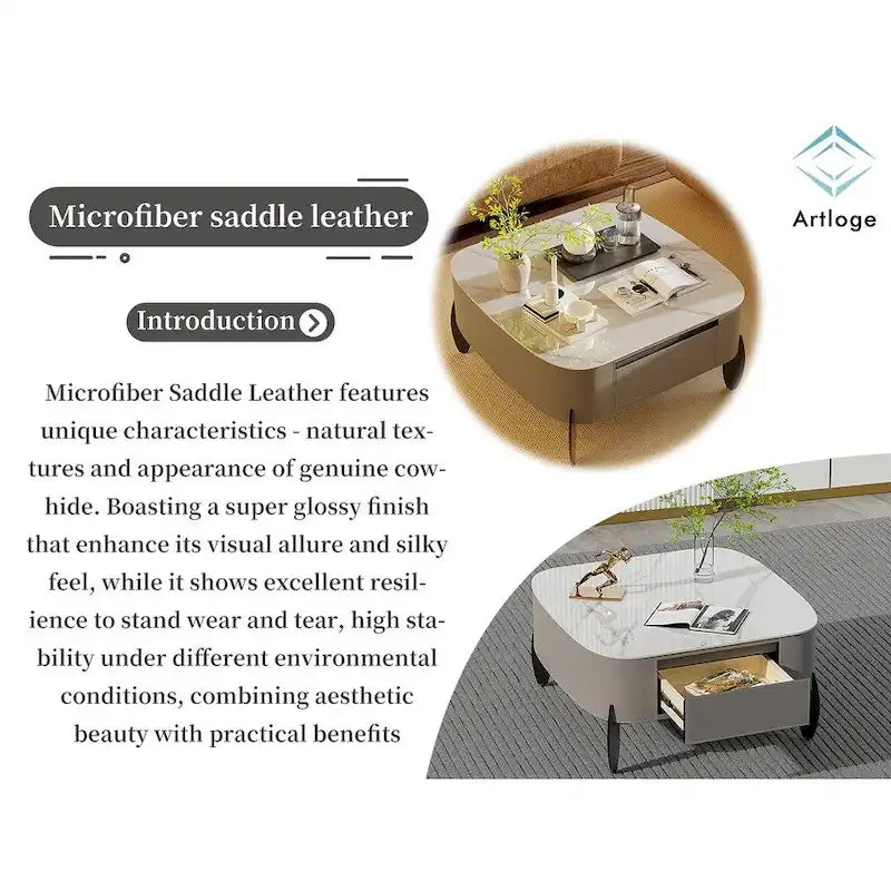 White Square Coffee Table with 2 Drawers