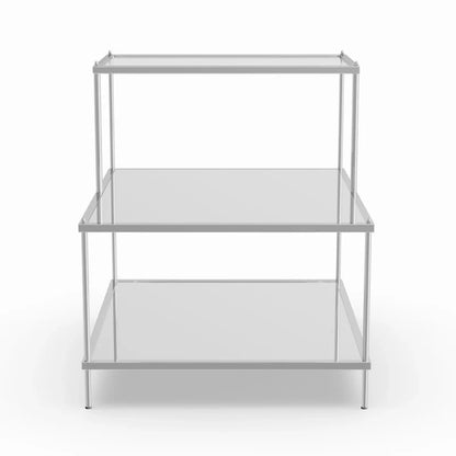 Chrome Mirrored Glass Side Table with 2 Shelves