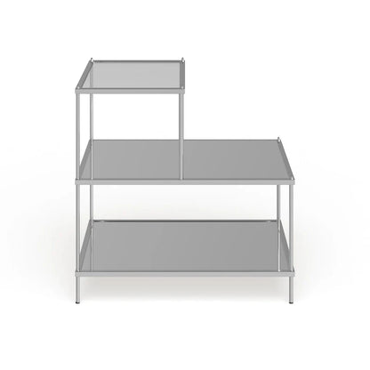 Chrome Mirrored Glass Side Table with 2 Shelves