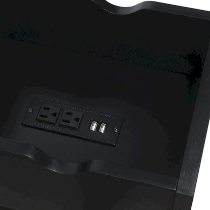 White Flip-Top End Table with Charging Station