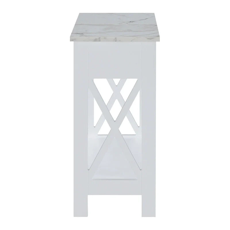 White Flip-Top End Table with Charging Station