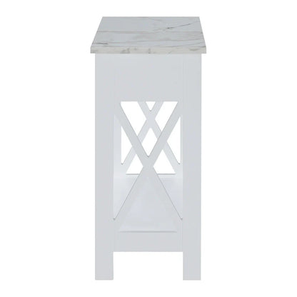 White Flip-Top End Table with Charging Station