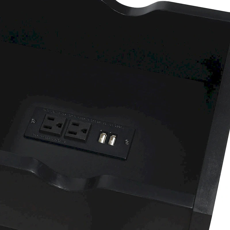 White Flip-Top End Table with Charging Station