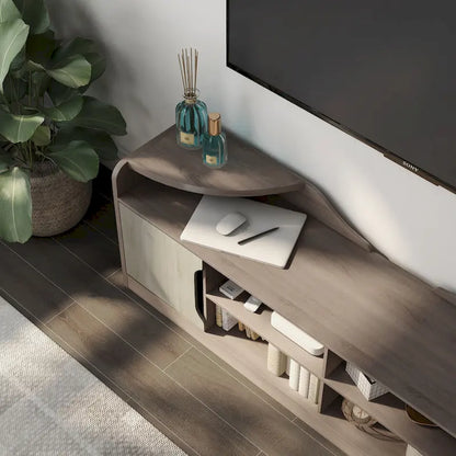 Brown Two-Tone Rustic TV Stand with Storage - Fits 80 TV