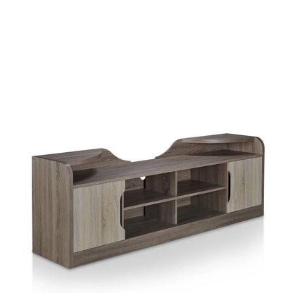 Brown Two-Tone Rustic TV Stand with Storage - Fits 80 TV