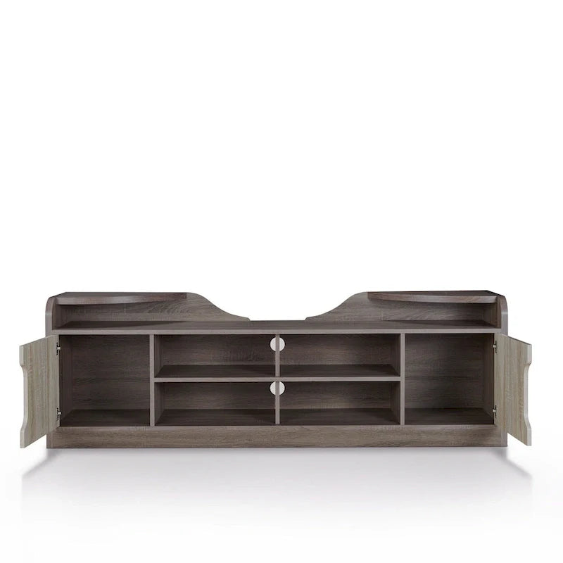 Brown Two-Tone Rustic TV Stand with Storage - Fits 80 TV