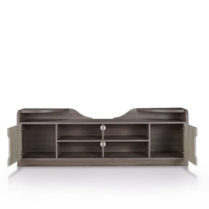 Brown Two-Tone Rustic TV Stand with Storage - Fits 80 TV