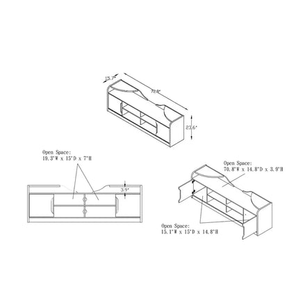 Brown Two-Tone Rustic TV Stand with Storage - Fits 80 TV