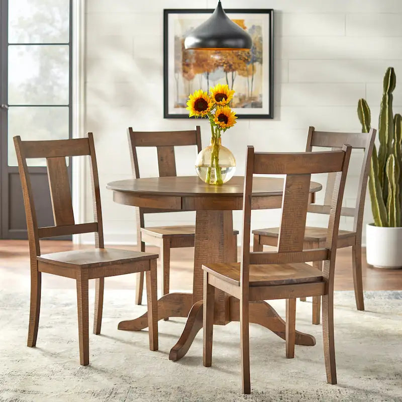 Walnut Round Pedestal Dining Table - Seats 4