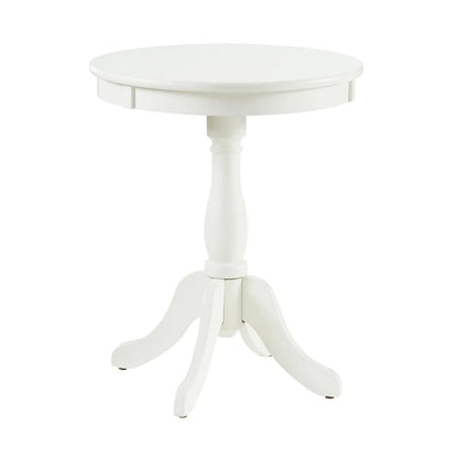 White Round Pedestal End Table