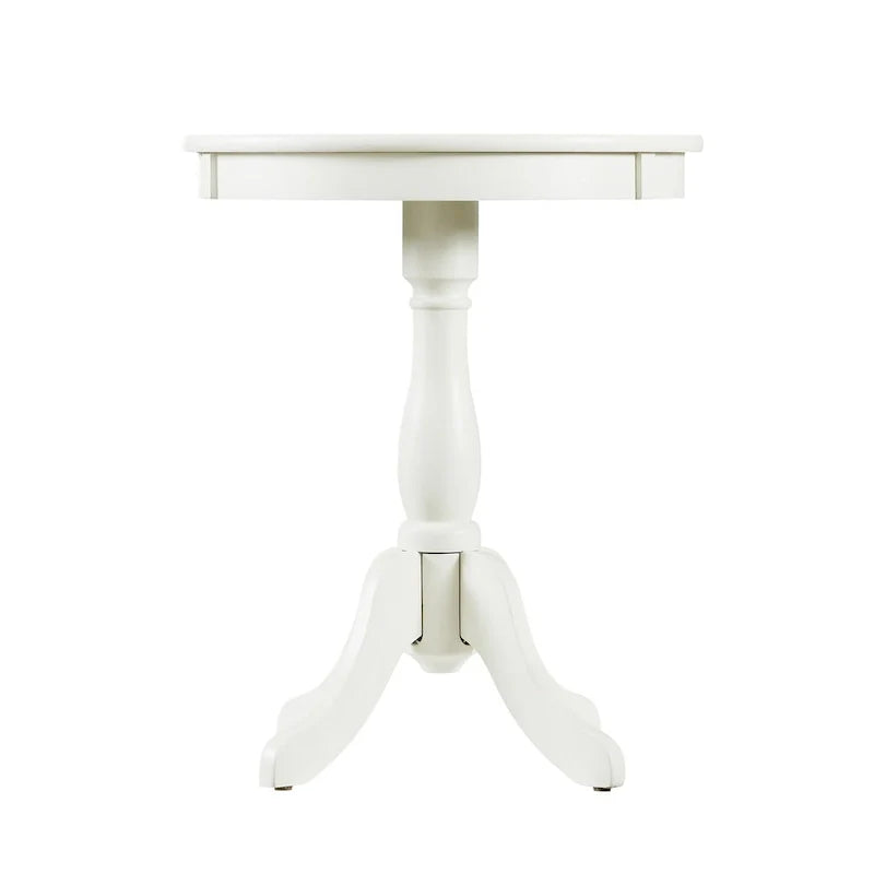 White Round Pedestal End Table