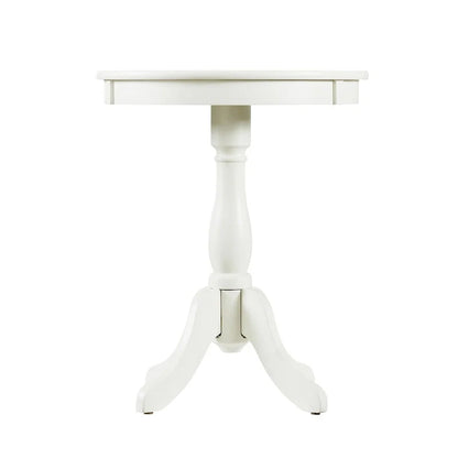 White Round Pedestal End Table
