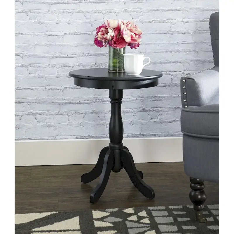 White Round Pedestal End Table