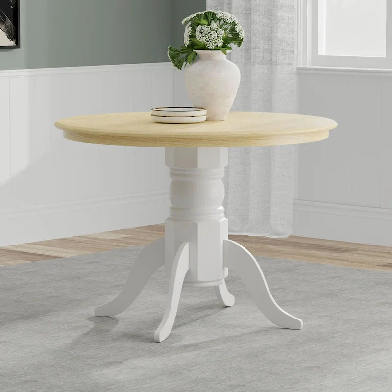 Natural Wood Round Pedestal Dining Table - 42