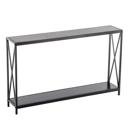 Black Industrial Console Table with Cross Frame