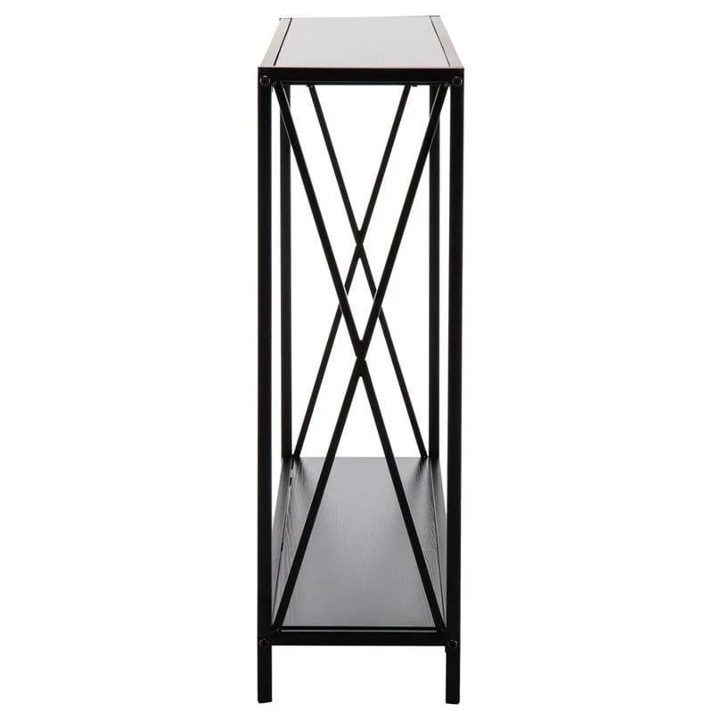 Black Industrial Console Table with Cross Frame