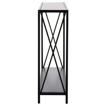 Black Industrial Console Table with Cross Frame