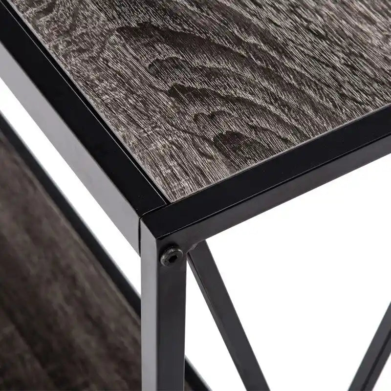 Black Industrial Console Table with Cross Frame