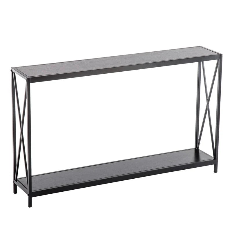 Black Industrial Console Table with Cross Frame