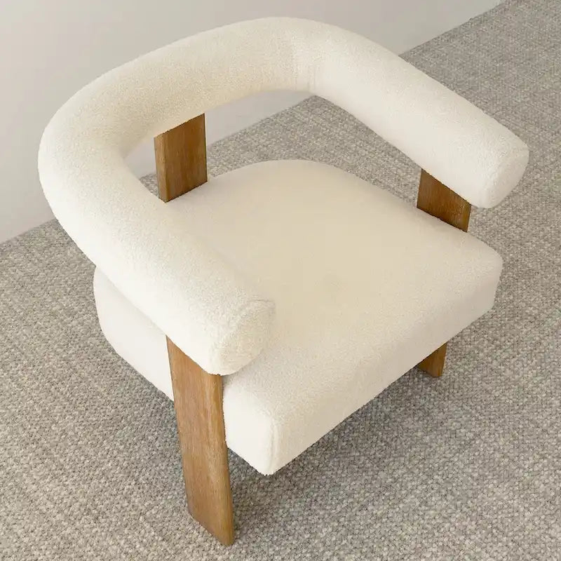 Cream Boucle Accent Chair - Single Seat