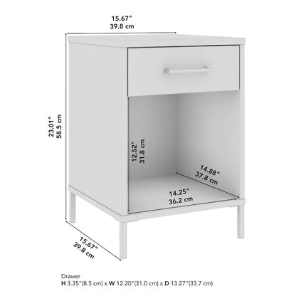 Gray Modern End Table with Drawer and Shelf