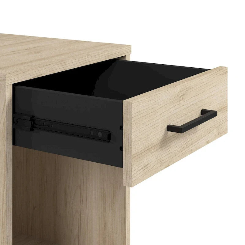 Gray Modern End Table with Drawer and Shelf