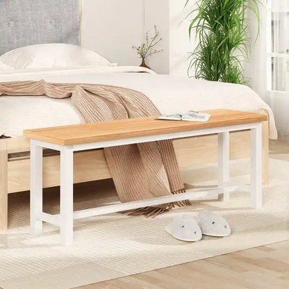 Rustic Brown Industrial Dining Benches - Set of 2