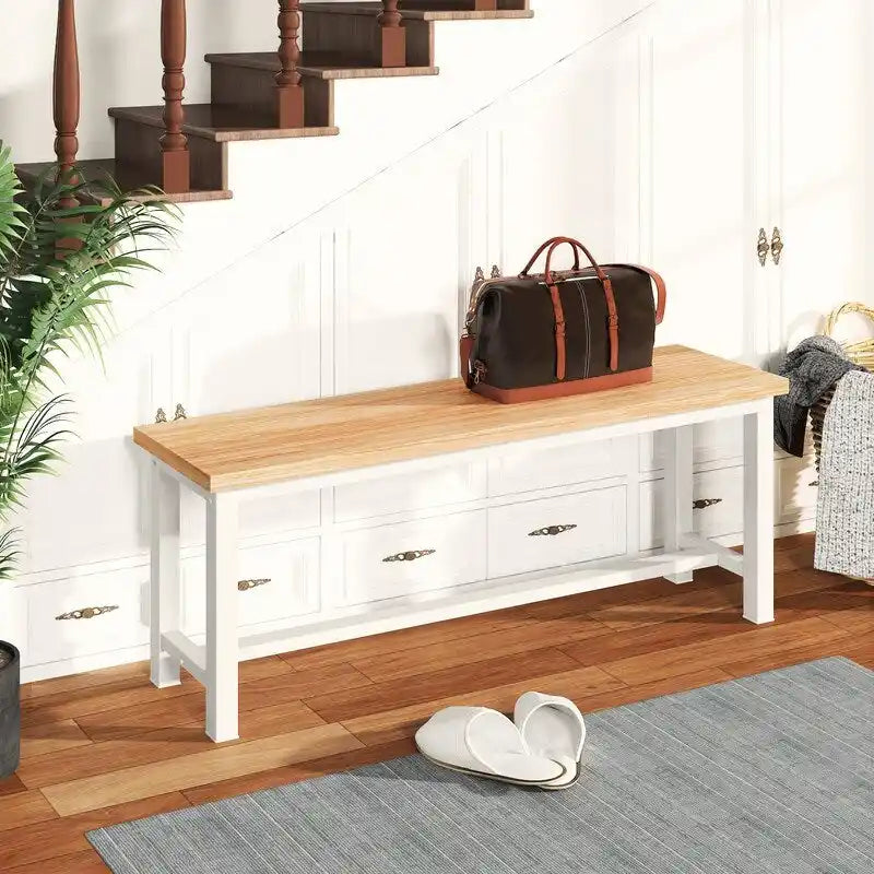 Rustic Brown Industrial Dining Benches - Set of 2