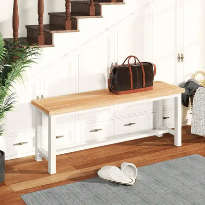 Rustic Brown Industrial Dining Benches - Set of 2