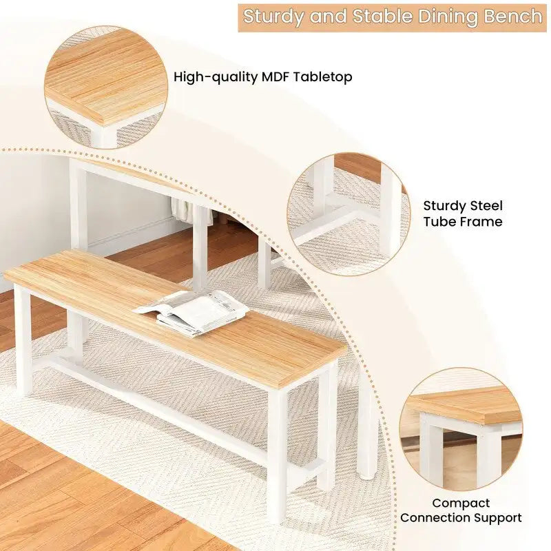 Rustic Brown Industrial Dining Benches - Set of 2