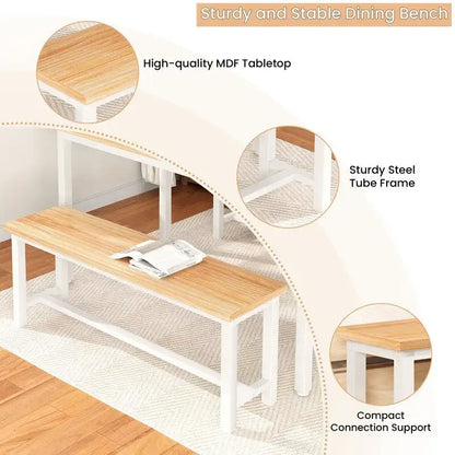 Rustic Brown Industrial Dining Benches - Set of 2