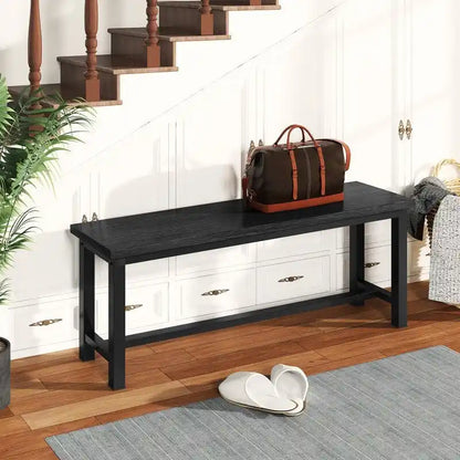 Rustic Brown Industrial Dining Benches - Set of 2