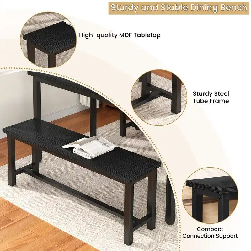 Rustic Brown Industrial Dining Benches - Set of 2