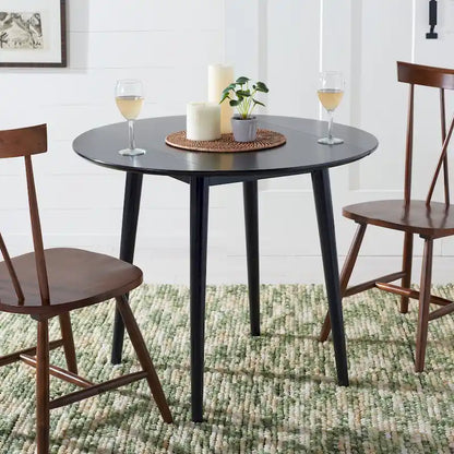 Dark Wood Folding Round Dining Table - Seats 2-4