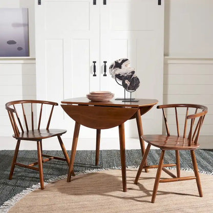 Dark Wood Folding Round Dining Table - Seats 2-4