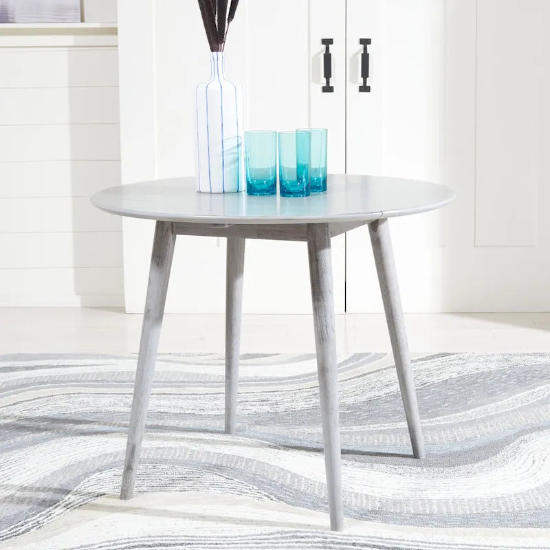 Dark Wood Folding Round Dining Table - Seats 2-4