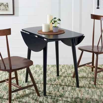 Dark Wood Folding Round Dining Table - Seats 2-4