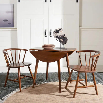 Dark Wood Folding Round Dining Table - Seats 2-4