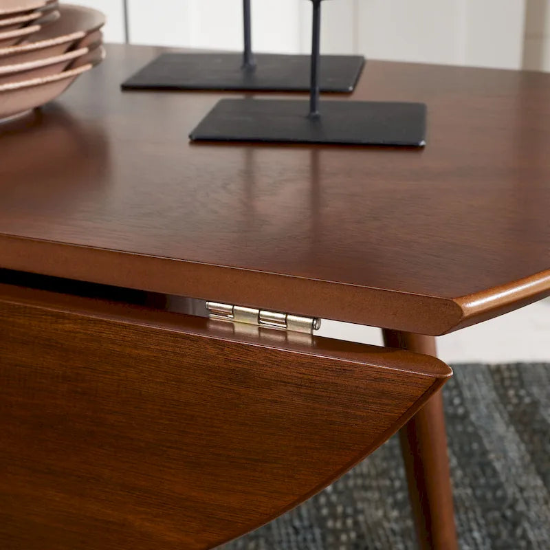 Dark Wood Folding Round Dining Table - Seats 2-4