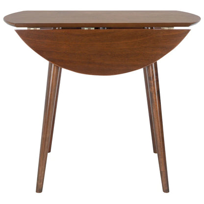 Dark Wood Folding Round Dining Table - Seats 2-4