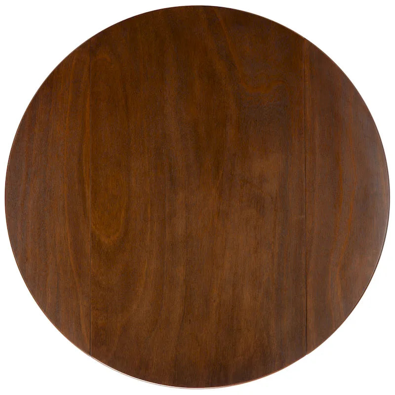 Dark Wood Folding Round Dining Table - Seats 2-4
