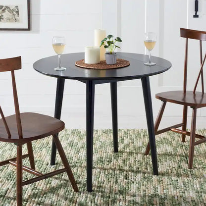 Dark Wood Folding Round Dining Table - Seats 2-4
